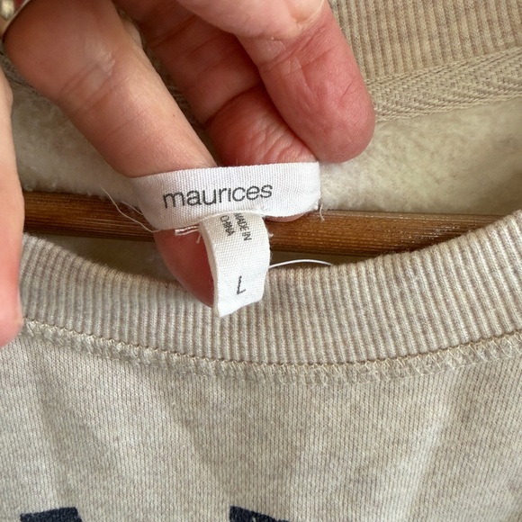 Like new Maurices Cream and Navy Paris Sport Club Sweatshirt size M/L. Fitted - Picture 3 of 6